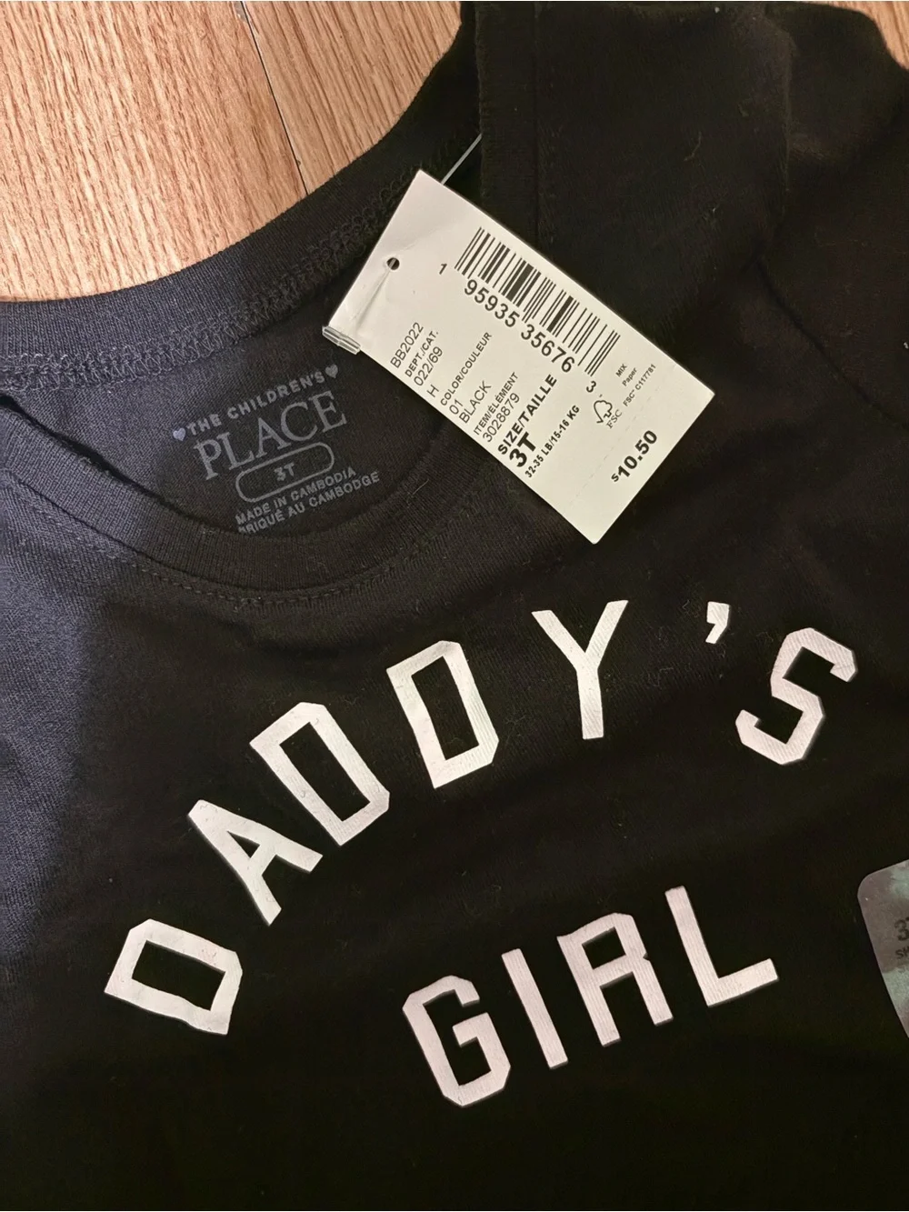 The Children's Place Black Tee with White 